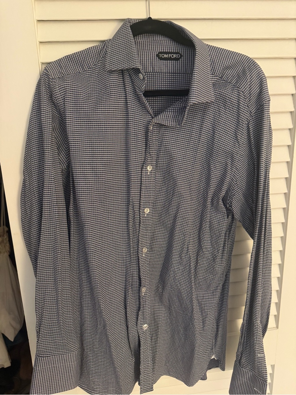 Tom Ford Blue Micro-Check Dress Shirt